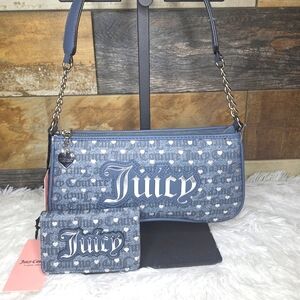 Juicy Couture Denim Inspired Shoulder Bag and Matching Wallet NWT - C938